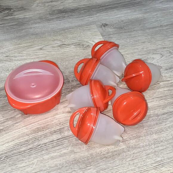 Egglettes Egg Cooker Set Hard Boiled Eggs Without Shell Pink Orange - Picture 2 of 4